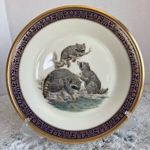 Vintage Lenox Woodland Wildlife Racoons. 1973 Collectible plate
